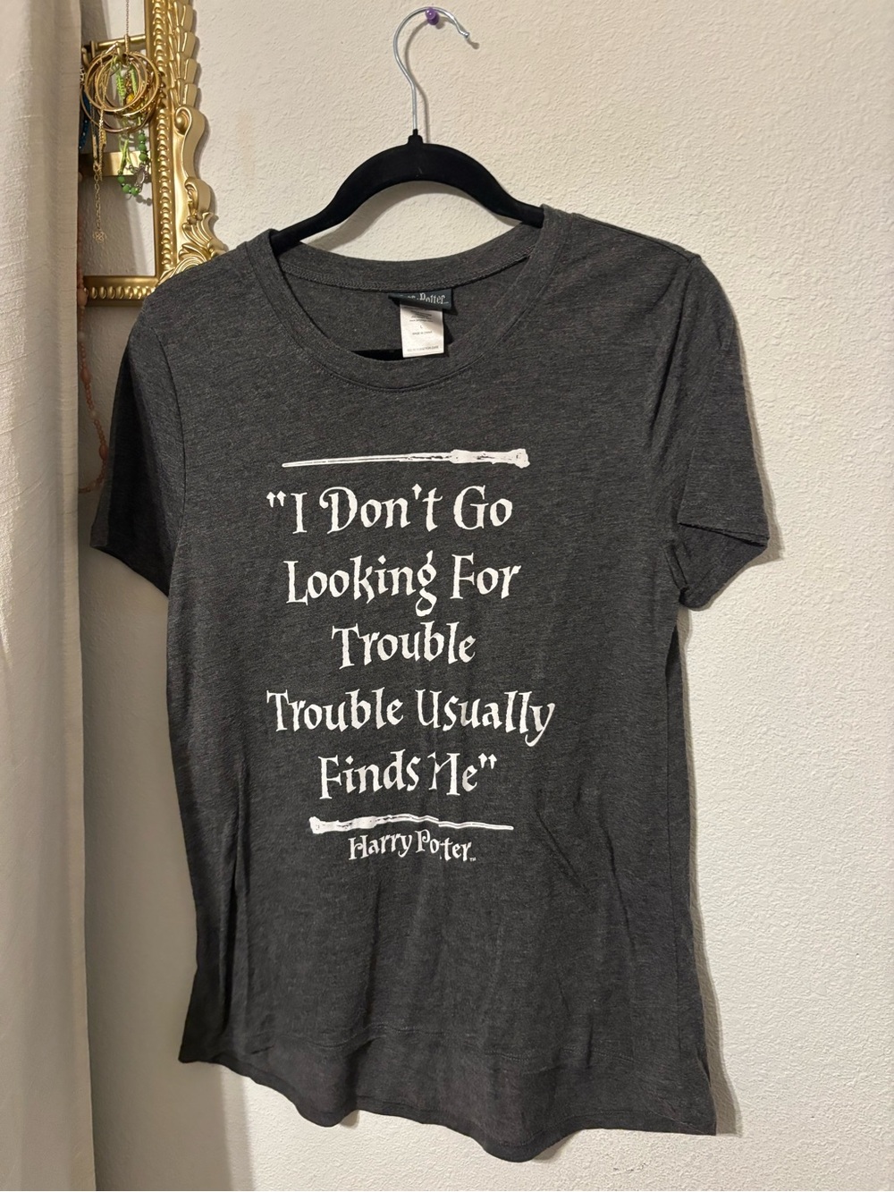Warner Bros. Women's Charcoal Gray Harry Potter Quote Tee
